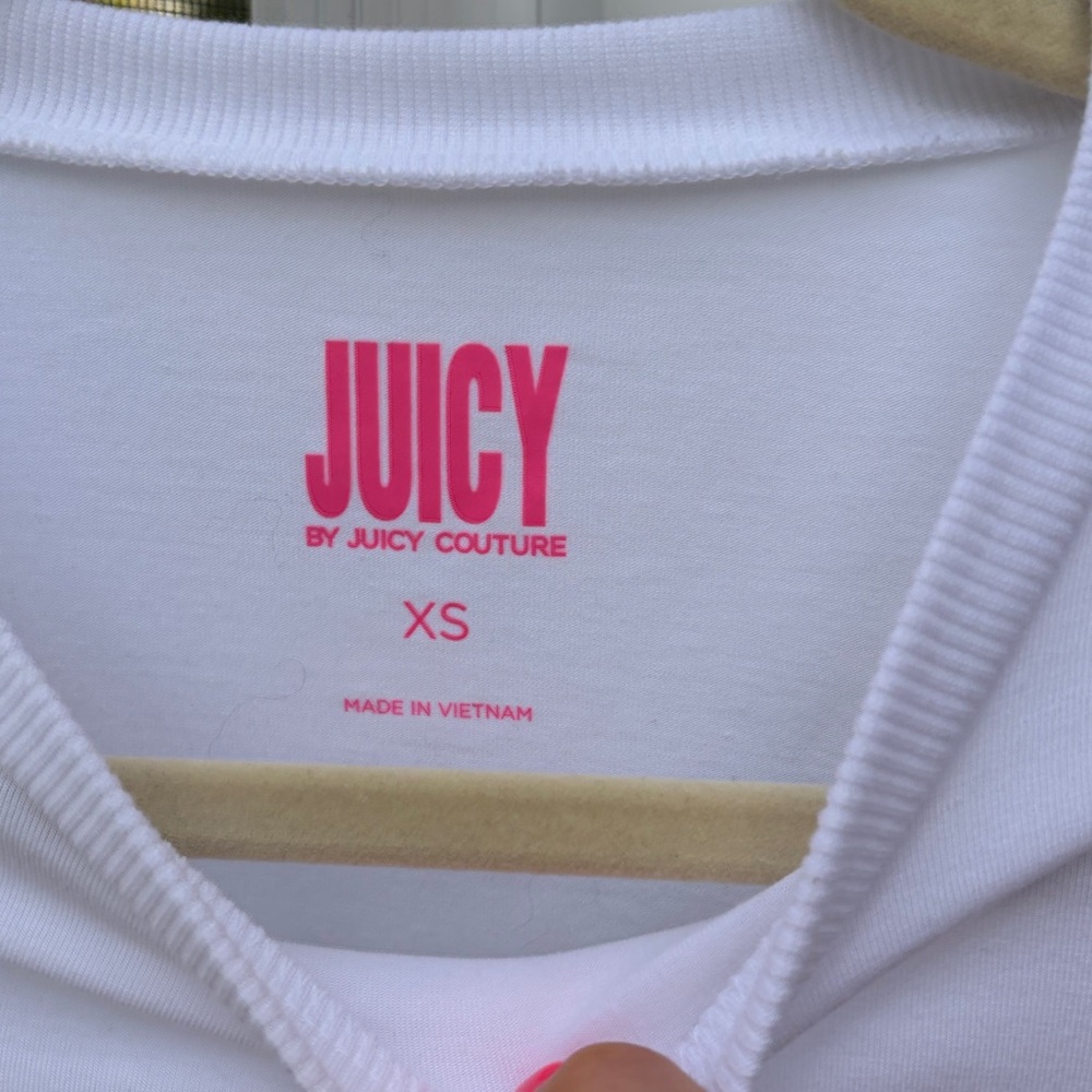 Juicy Couture Long Bell Sleeve Cut Out Wrap Crop Top NWOT Black White Shirt XS - Picture 10 of 17